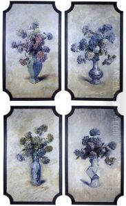 Hortensias Dans Un Vase Balustre En Porcelaine De Chine (+ 3 Others; 4 Works)