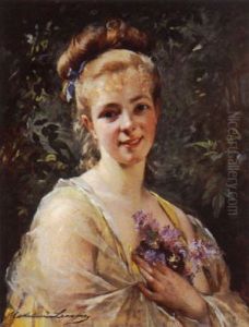 Portrait Aux Lilas Et Pensees