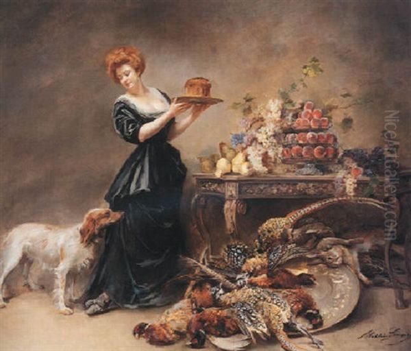 Allegorie De L'automne: La Duchesse De Gramont Presente Un Etalage De Fruits Et De Gibier - view 1