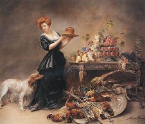 Allegorie De L'automne: La Duchesse De Gramont Presente Un Etalage De Fruits Et De Gibier by Madeleine Jeanne Lemaire