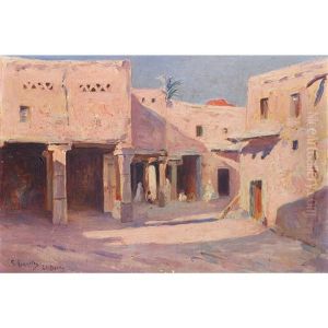 Rue Animee A El Bordj (algerie) by Gustave Lemaitre