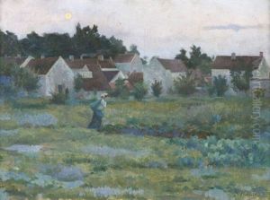 Paysanne Sous Un Clair De Lune, Montigny-sur-loing by Gustave Lemaitre
