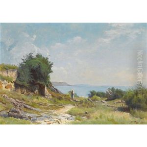 Sommerliche Landschaft Am Meer by Nathanael Lemaitre