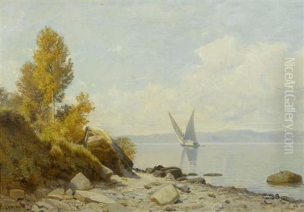 Blick Auf Den Genfersee Mit Einem Segelboot - view 1