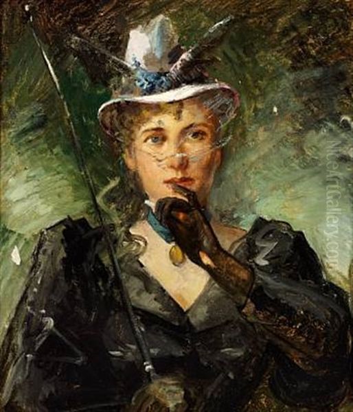 An Elegant Young Woman With A Cigarette And A Whip - view 1