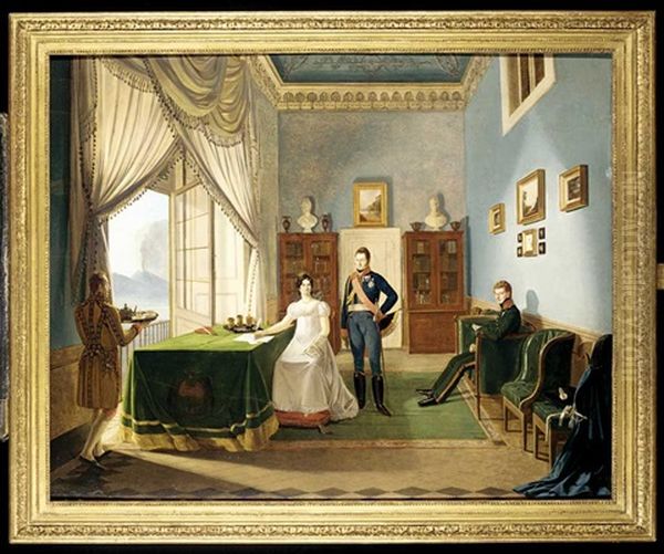 Interior Of The Royal Palace Of Naples With Ferdninand Ii And His Wife Maria Christina Di Savoia - view 1