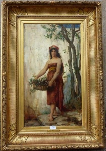 Jeune Italienne Au Panier De Fleurs - view 1