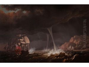 An English Squadron Of The Red Encountering Multiple Water Spouts, Probably Off Gibraltar, Whilst In Pursuit Of A Spanish Armed Merchantman