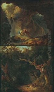 Chasseur Decouvrant Une Tigresse (+ Chasseur Retirant Une Epine De La Patte D'un Lion; Pair) by Olivier Lemay
