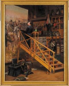 Edouard Detaille Dans Son Atelier, Peignant Le Celebre Tableau La Charge Du 4eme Hussards by Basile Lemeunier