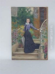 Elegante Sur Le Perron by Basile Lemeunier