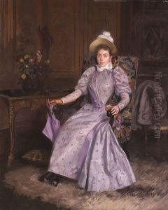 Dame In Einem Lehnstuhl by Basile Lemeunier