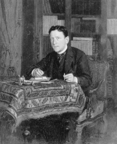 Portrait D'homme Ecrivant Dans Sa Bibliotheque - view 1