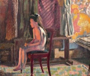 Jeune Fille Face A La Cheminee - 1903 De L"atelier by Georges Lemmen