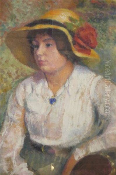 Portrait De Femme Au Chapeau Fleuri - view 1
