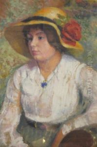 Portrait De Femme Au Chapeau Fleuri