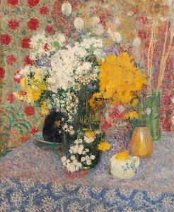 Vases De Fleurs Sur Une Table by Georges Lemmen