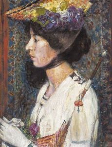 Le Modele Au Chapeau (+ Le Jardin, Verso) by Georges Lemmen