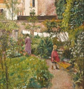 Madame Lemmen Et Son Fils Au Jardin by Georges Lemmen