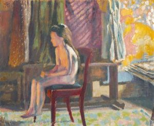 Jeune Fille Face A La Cheminee De L'atelier