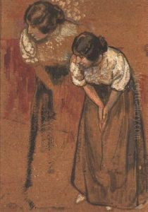 Jeunes Femmes Penchees Vers L'avant