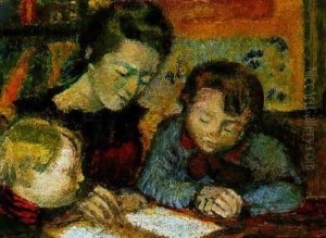 Madame Georges Lemmen Avec Jacques Et Pierre by Georges Lemmen