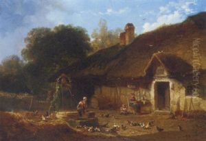A Country Cottage by Theophile Victor Emile Lemmens