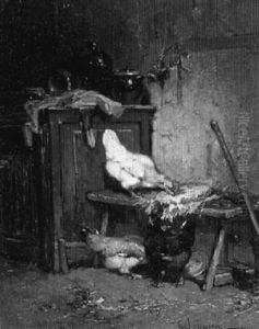 Poules Picorant Un Fromage