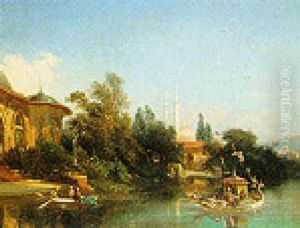 A Rowing Boat By A Mosque