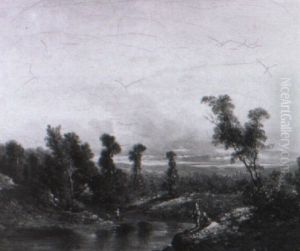Angler An Einem Teich by Theophile Victor Emile Lemmens