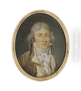 Un Jeune Homme, Avec Un Manteau Raye Brun, Un Veston Beige, Une Chemise Et Une Cravate, Les Cheveux Poudres (+ 2 Others; 3 Works) by Jacques Antoine Marie Lemoine