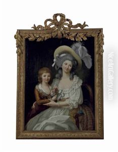 Portrait De Marie-therese De France (1778-1851), Duchesse D'angouleme, Accompagnee De Son Frere, Louis Xvii (1785-1795) by Marie-Victoire Lemoine