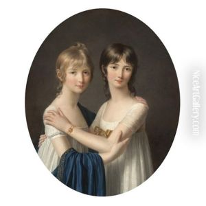 Portrait Of Two Sisters Wearing White Dresses
