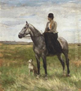 A Lady Side-saddle On A Grey by Arthur Lemon