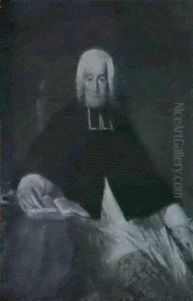 Portrait Of A Prelate, Seated Three-quarter Length In Clerical Robes, At A Table With An Open Book - view 1