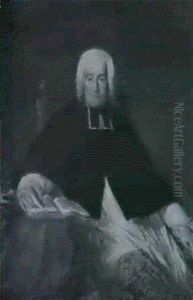 Portrait Of A Prelate, Seated Three-quarter Length In Clerical Robes, At A Table With An Open Book by Anicet-Charles-Gabriel Lemonnier