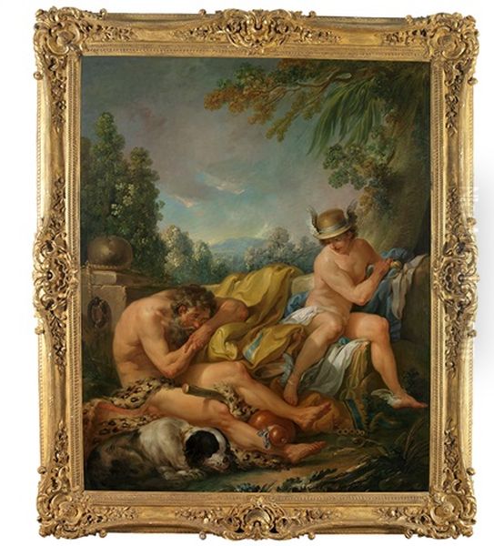 Hermes Uberlistet Argus (die In Eine Kuh Verwandelte Io Wird Vom Hundertaugigen Argus Bewacht. Zeus Bittet Seinen Sohn Hermes Um Hilfe, Der Argus Mit Seinem Flotenspiel Einschlafert) - view 1