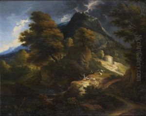 Scene D'orage En Montagne by Francois Lemoyne