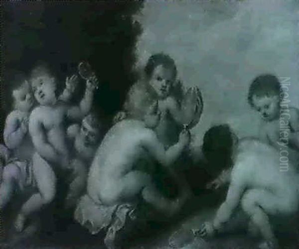 Sight: Putti With Mirrors In A Landscape - view 1