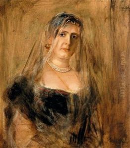 Portrait Of Maria Hoffmann, Nee Lange by Lenbach Franz Von