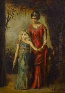 Marion Franchetti Mit Marion Lenbach In Antikisierendem Kostum by Lenbach Franz Von