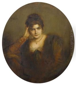 Portrait Der Gattin Des Kunstlers, Charlotte (lolo) Von Lenbach by Lenbach Franz Von