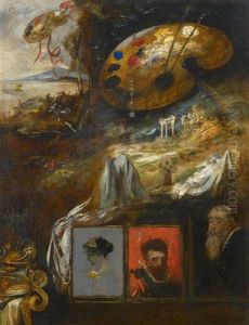 Fantasie-farbstudie Mit Palette by Lenbach Franz Von