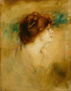 Red-headed Woman In Profil, To The Right by Lenbach Franz Von