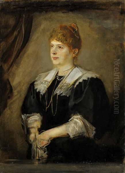 Portratstudie Einer Jungen Frau Im Schwarzen Kleid ("schwester Von Frau Pringsheim") - view 1