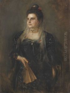 Frau Consul Landau by Lenbach Franz Von
