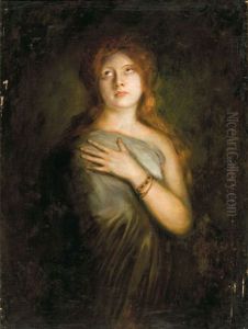 A Red-haired Beauty by Lenbach Franz Von