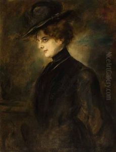 Portrat Einer Vornehmen Dame by Lenbach Franz Von