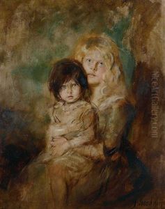 Portrait Der Tochter Marion Und Gabriele by Lenbach Franz Von