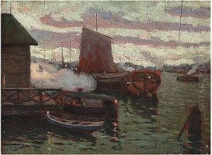 Dusk Over The Harbour by Alexander Fedorovich Bely